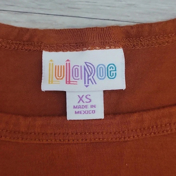 LuLaRoe Carly Burnt Orange Short Sleeve Hi Low Tee Shirt Dress Womens Size XS‎ - Picture 4 of 5